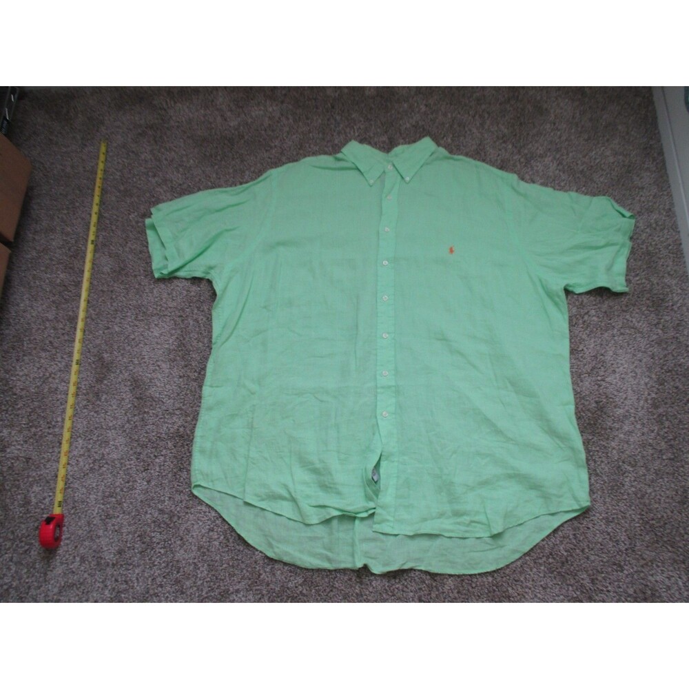 POLO RALPH LAUREN SHIRT 3XLT Green Linen RALPH LAUREN classic fit